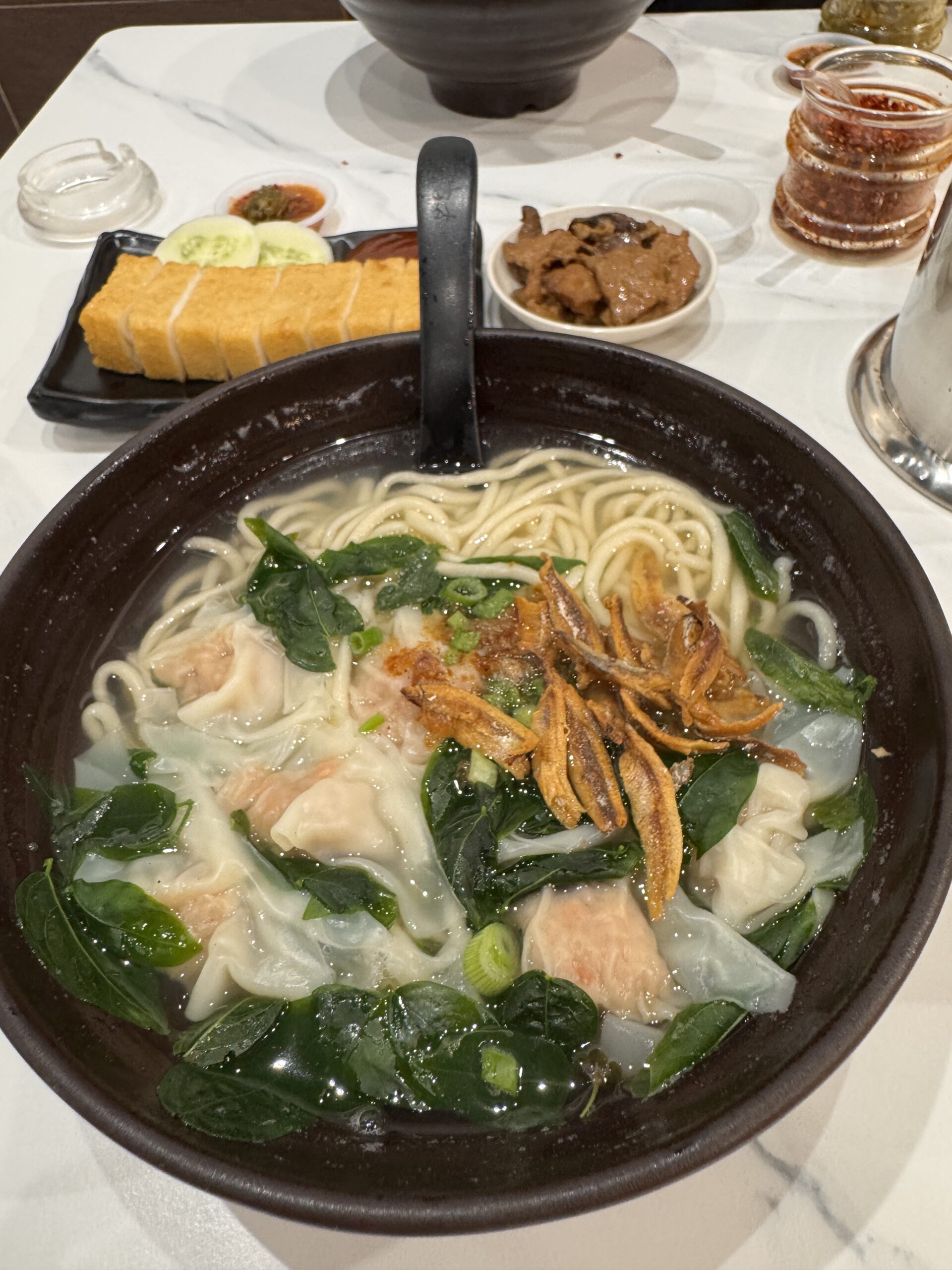 Pan mee noodle soup with wontons and anchovy broth at Jojo Little Kitchen