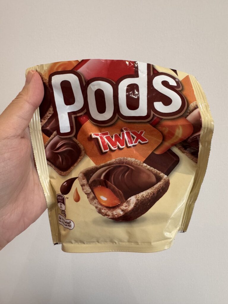 Pods Mars chocolate snack 160g pack photographed indoors.