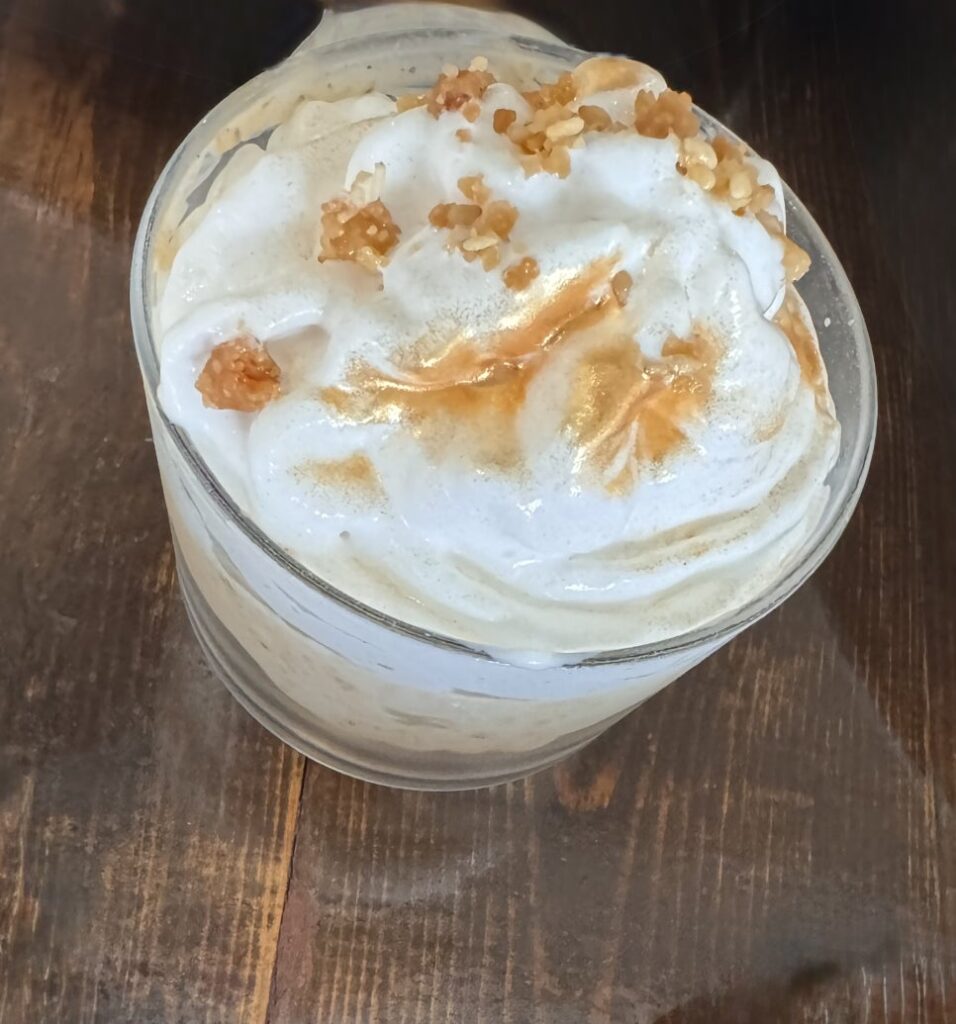 Chinese New Year brunch dessert with sesame crumble, peanut mascarpone and vanilla chantilly cream at Urban Daybreak.